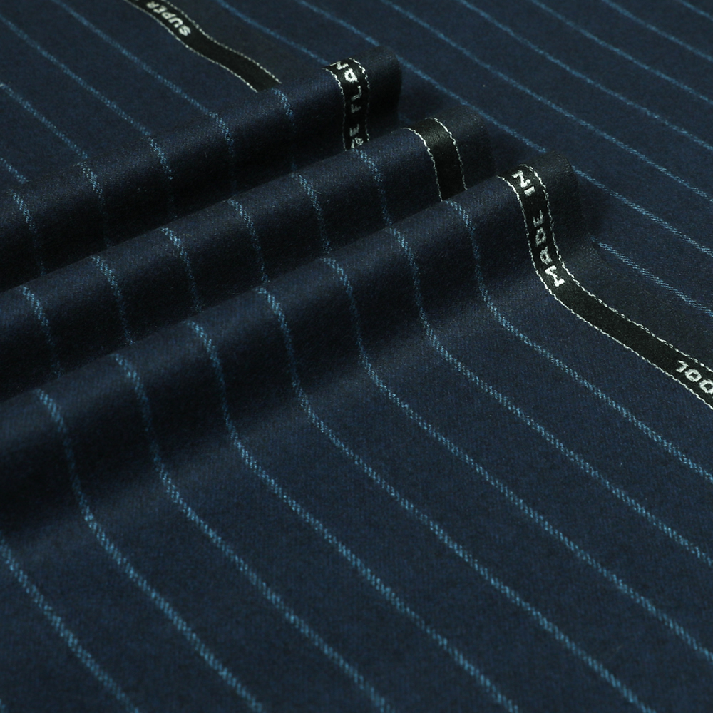 22000 Navy Blue Wide Chalk Stripe Flannel