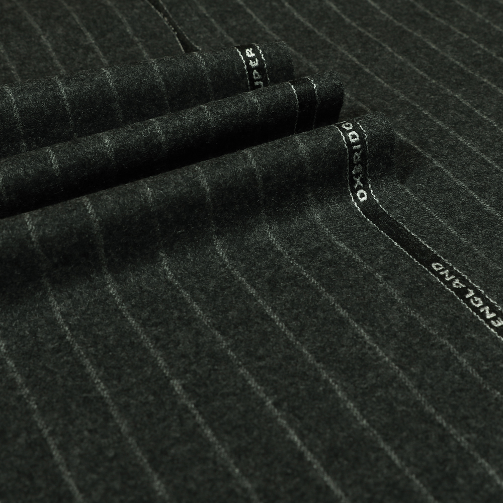 22003 Dark Grey Wide Chalk Stripe Flannel