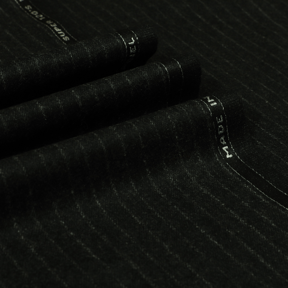 22007 Charcoal Grey Narrow Chalk Stripe Flannel