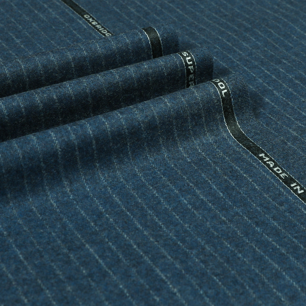 22008 Medium Blue Narrow Chalk Stripe Flannel