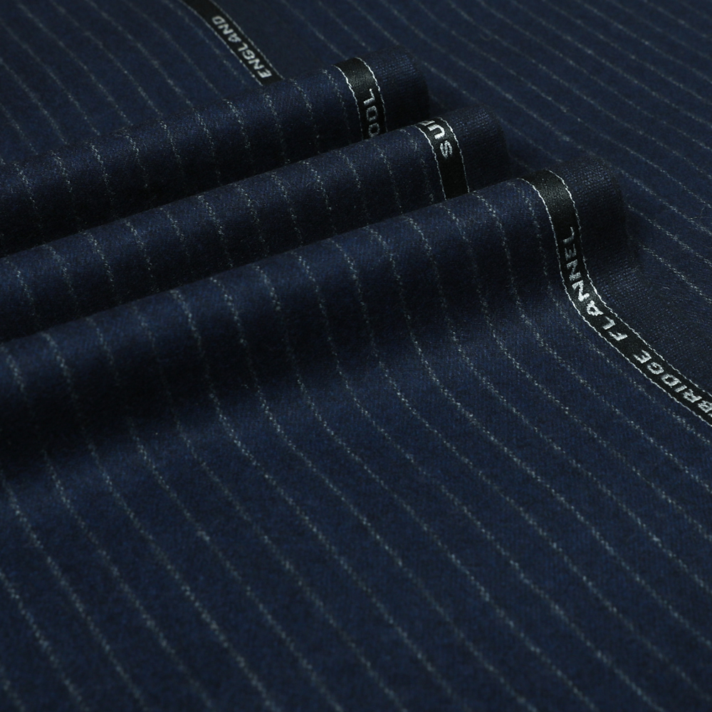 22009 Navy Blue Narrow Chalk Stripe Flannel