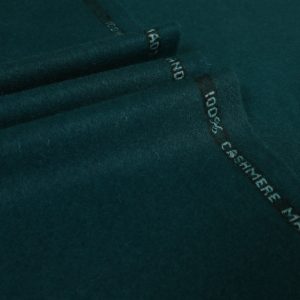 A 100% cashmere cloth in a dark forest green 